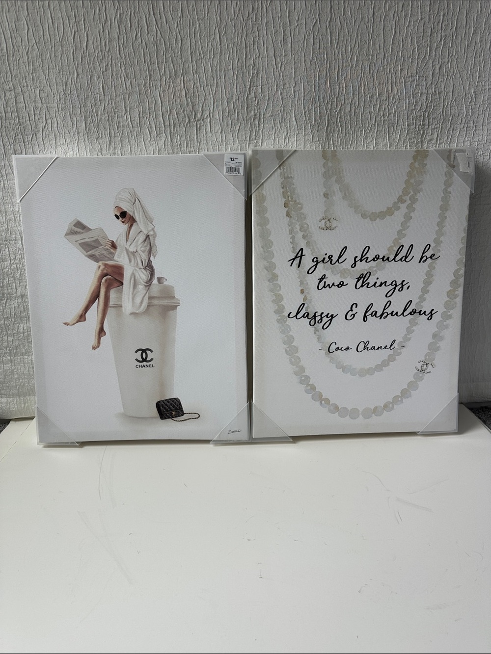 White & Cream Fashion Quote Wall Art Duo